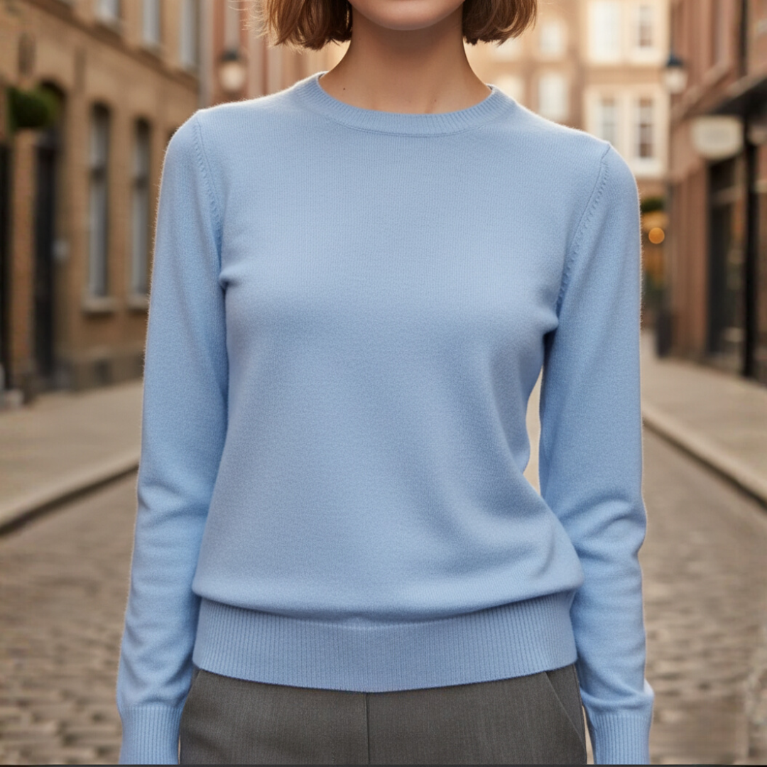 Damen Pullover Rundhals Basic Langarm Feinstrick | Vestea