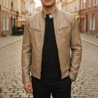 Men Faux Leather Slim Biker Moto Jacket