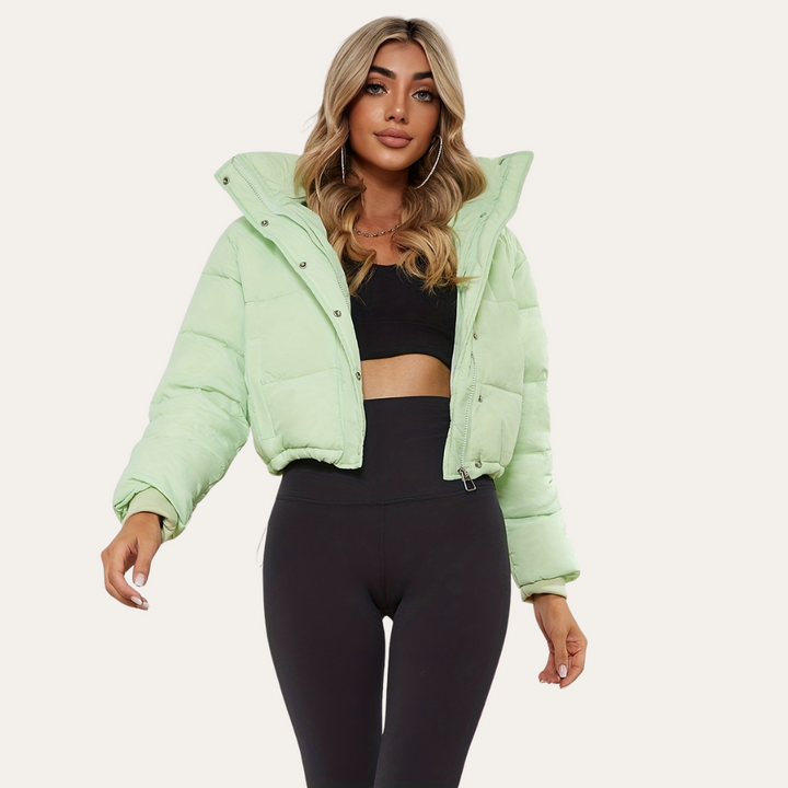Damen Kurze Pufferjacke mit Kapuze | Vestea