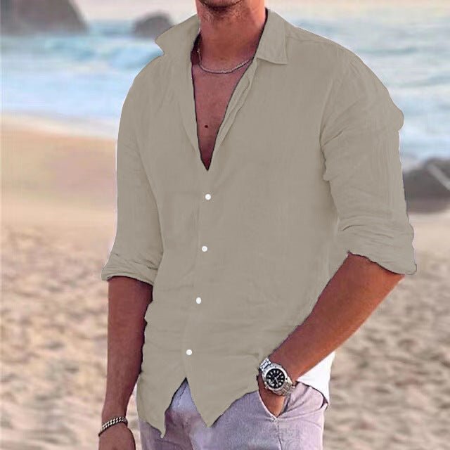 Men's Airy Cotton Linen Shirt Top Angle