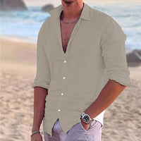 Men's Airy Cotton Linen Shirt Top Angle