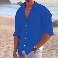 Men's Airy Cotton Linen Shirt Top Full