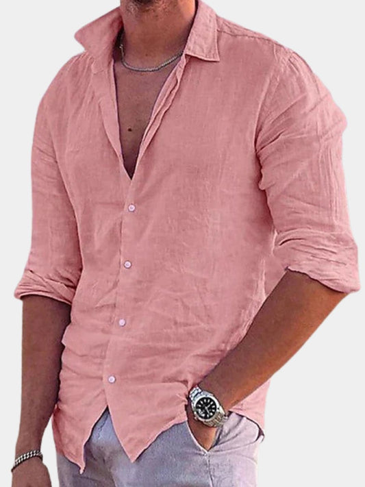 Men's Airy Cotton Linen Shirt Top Hero
