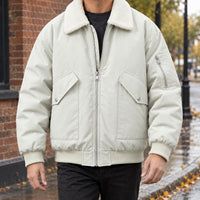 Men's Aviator Jacket | Cotton Blend Utility Bomber Detail