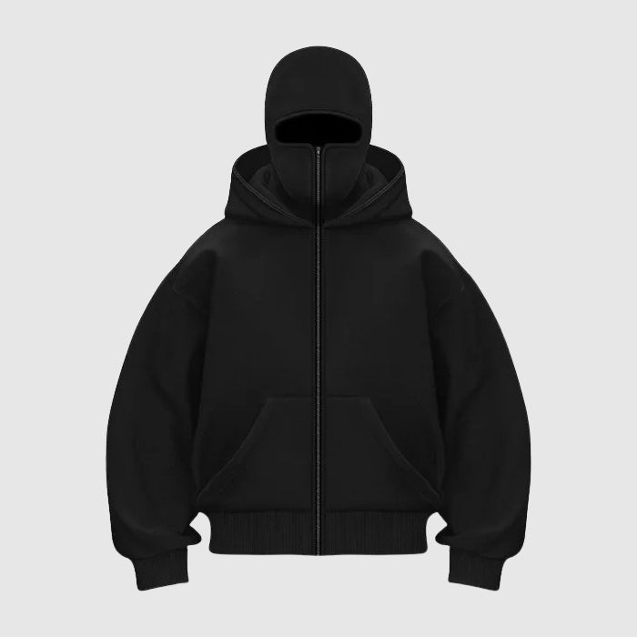 Men's Balaclava Zip Hoodie | Full-Face Streetwear Back