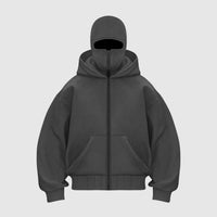 Men's Balaclava Zip Hoodie | Full-Face Streetwear Close Up