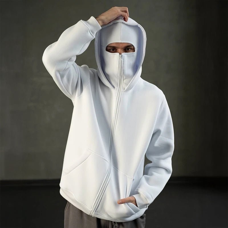 Men's Balaclava Zip Hoodie | Full-Face Streetwear Front