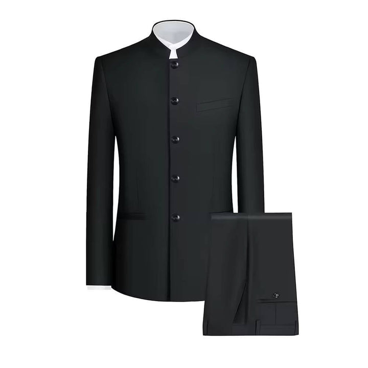 Men's Band Collar Nehru Suit Side