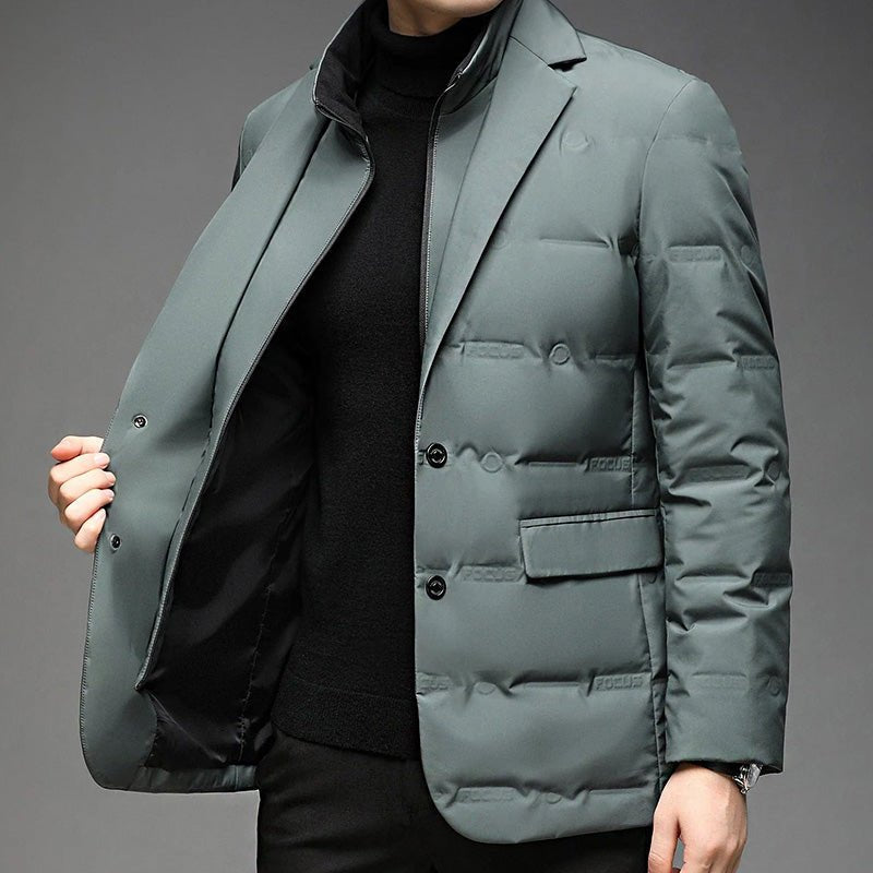 Men's Blazer-Collar Down Winter Jacket | Duck Down Side