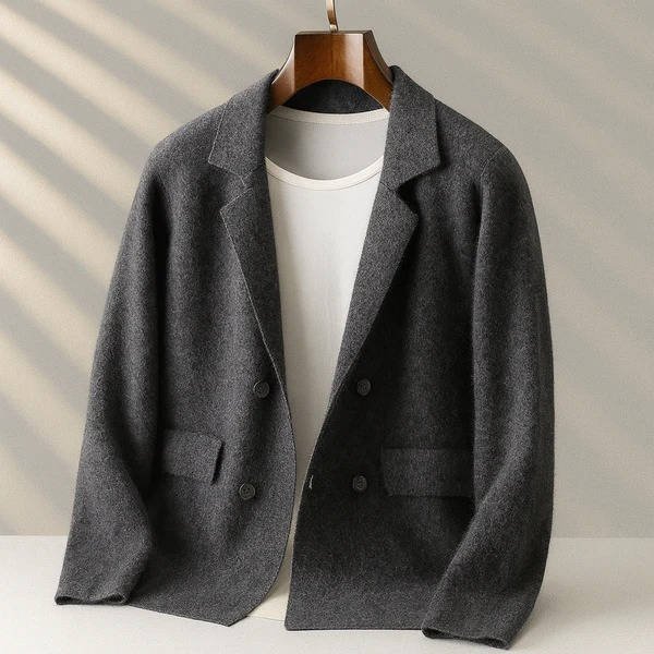 Men's Blazer-Style Cardigan Sweater | Button-Front Knit Angle