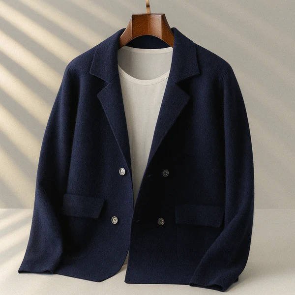 Men's Blazer-Style Cardigan Sweater | Button-Front Knit Close Up