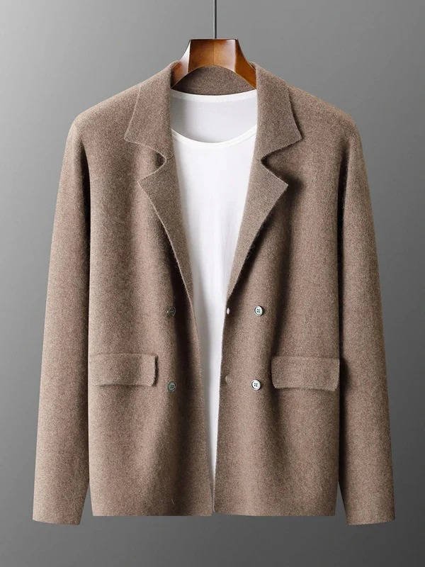 Men's Blazer-Style Cardigan Sweater | Button-Front Knit Front