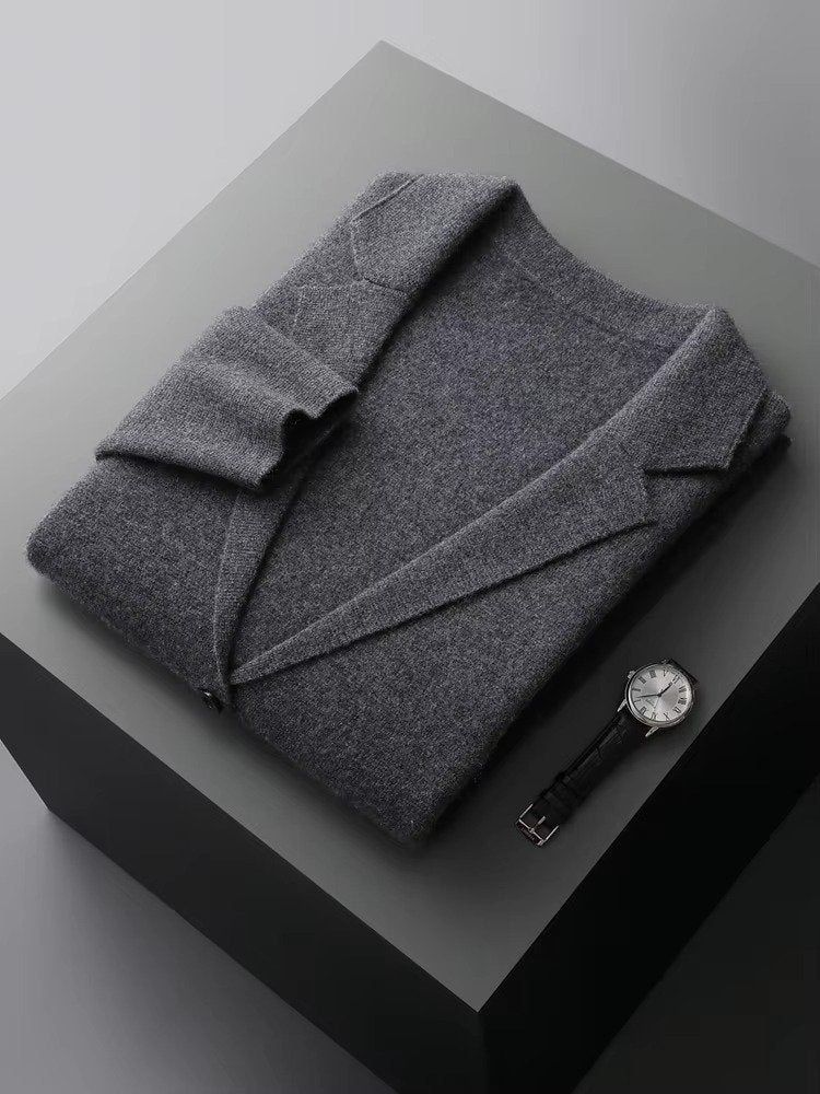 Men's Blazer-Style Cardigan Sweater | Button-Front Knit Full