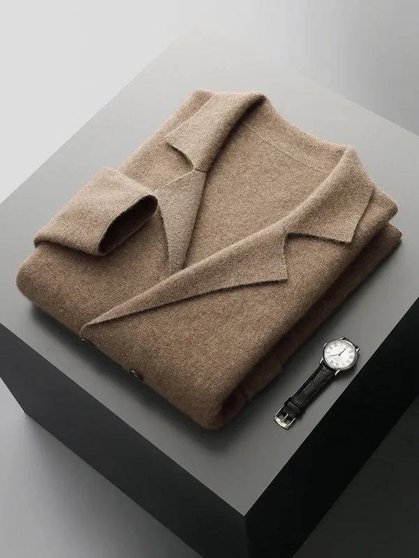 Men's Blazer-Style Cardigan Sweater | Button-Front Knit Side