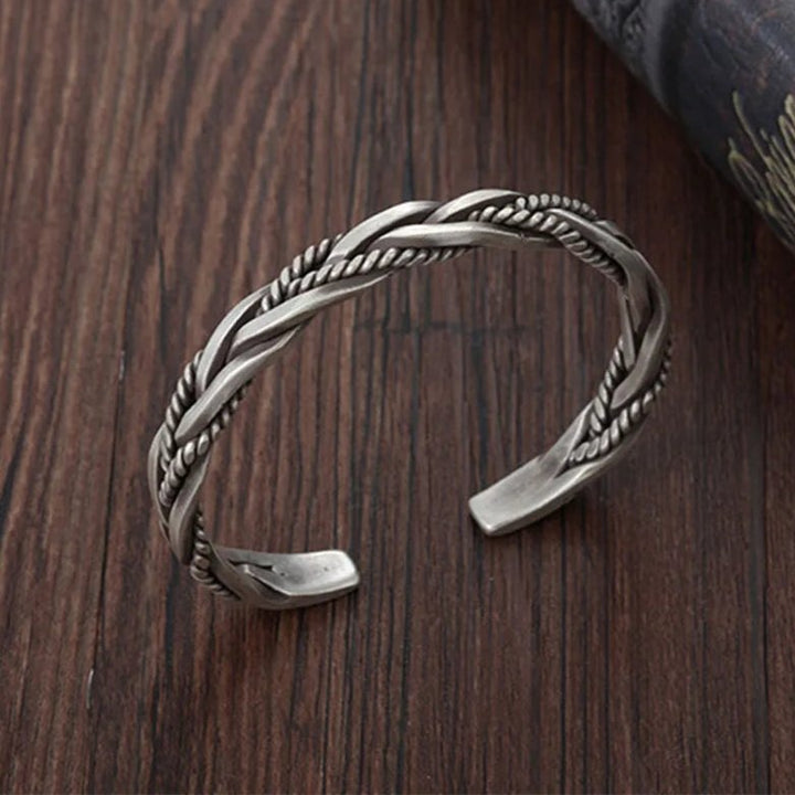 Men's Braided Sterling Silver Cuff Bracelet | Open Cuff Back
