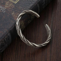 Men's Braided Sterling Silver Cuff Bracelet | Open Cuff Close Up