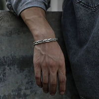 Men's Braided Sterling Silver Cuff Bracelet | Open Cuff Side