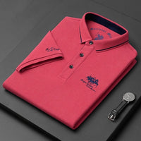 Men's Breathable Embroidered Polo Top Close Up