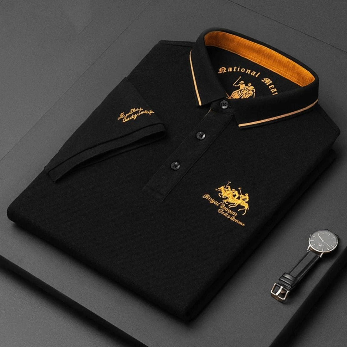 Men's Breathable Embroidered Polo Top Detail
