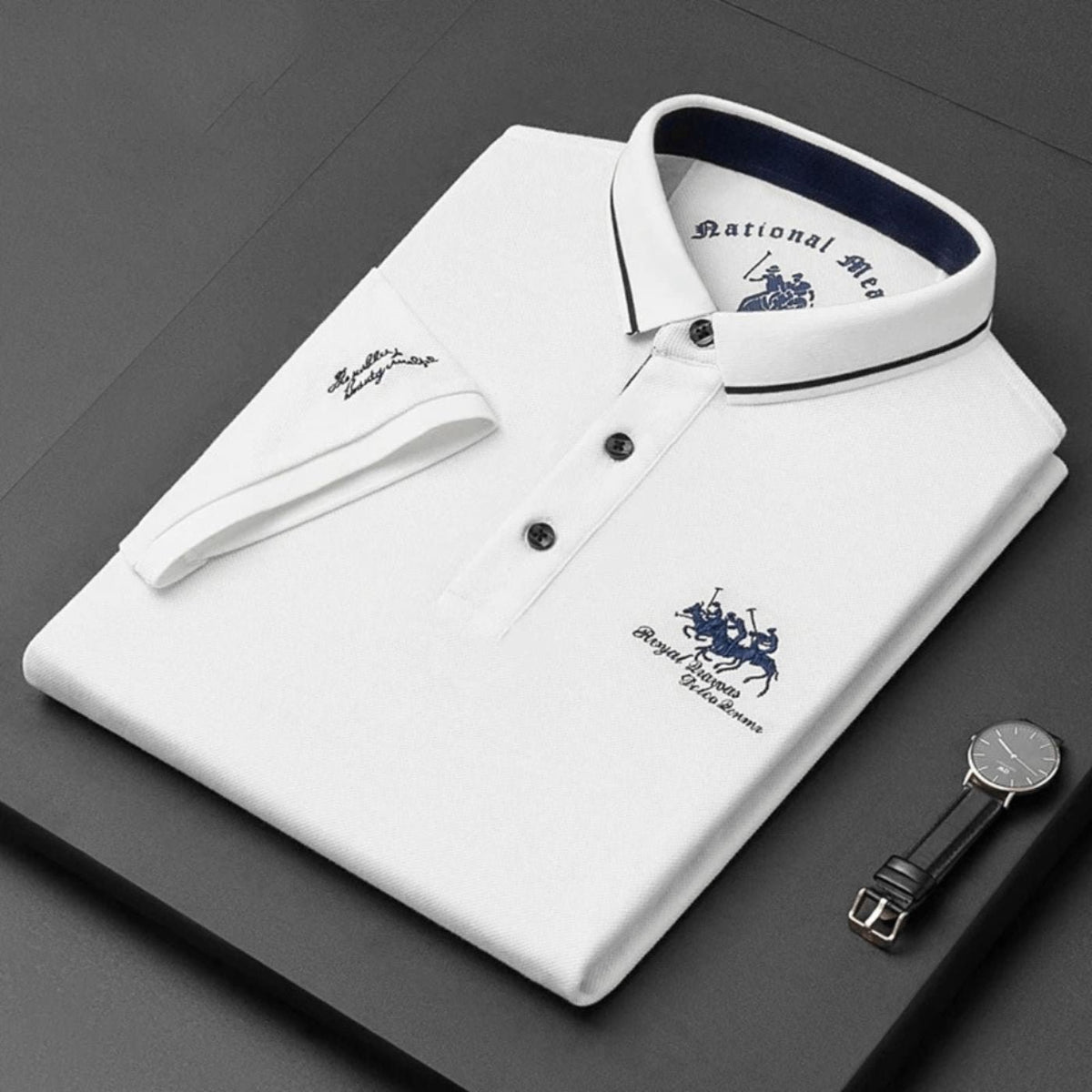 Men's Breathable Embroidered Polo Top Side