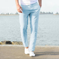 Men's Breathable Lightweight Linen Pants | Color-Block Hero