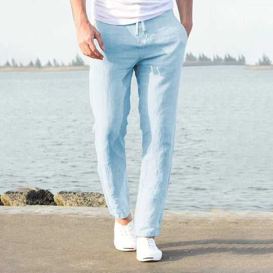 Men's Breathable Lightweight Linen Pants | Color-Block Hero