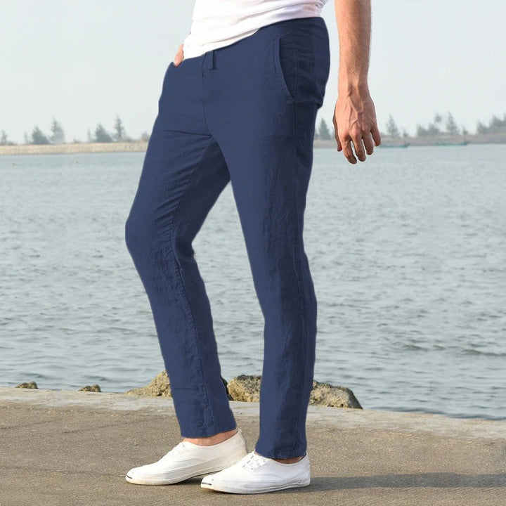 Men's Breathable Lightweight Linen Pants | Color-Block View 20