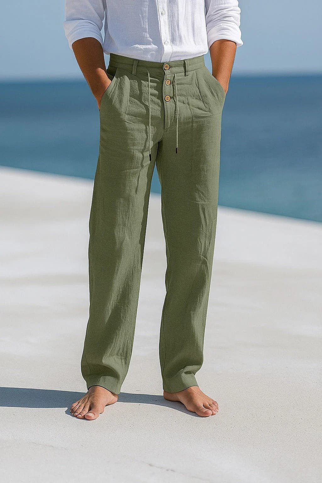 Men's Breathable Linen Chino Pants Lifestyle