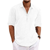 Men's Breathable Linen Polo Shirts | Henley Collar Back