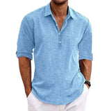 Men's Breathable Linen Polo Shirts | Henley Collar