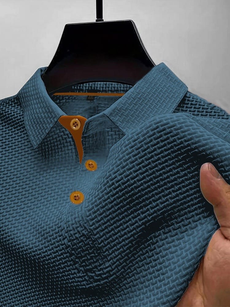 Men's Breathable Modern Waffle Polo Top Angle