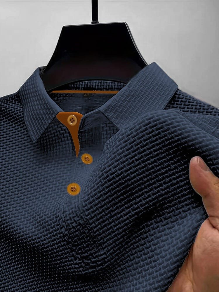 Men's Breathable Modern Waffle Polo Top Back