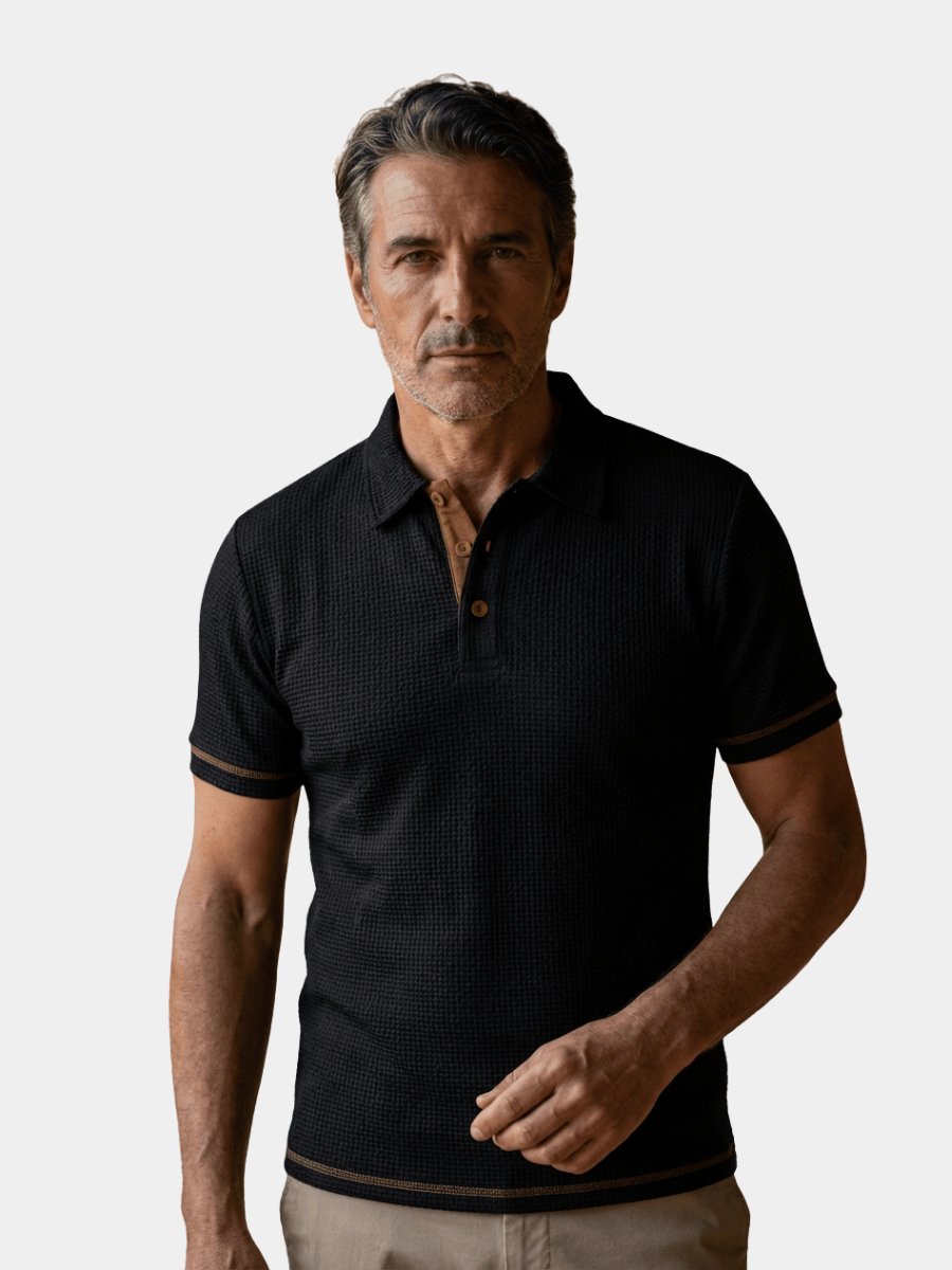 Men's Breathable Modern Waffle Polo Top Hero