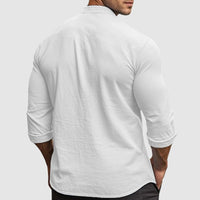 Men's Breezy Linen Shirt | Mandarin Collar Back