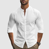 Men's Breezy Linen Shirt | Mandarin Collar