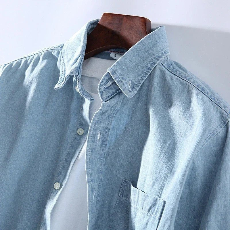 Men's Button-Down Denim Shirt | Cotton Classic Fit Back