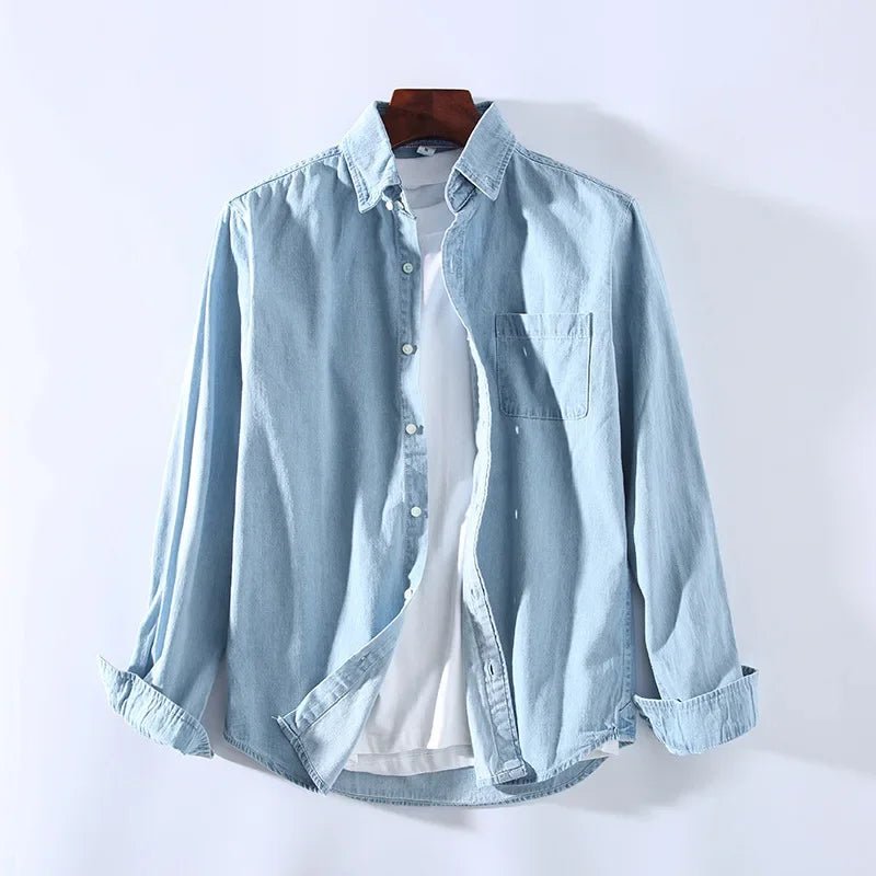 Men's Button-Down Denim Shirt | Cotton Classic Fit Side