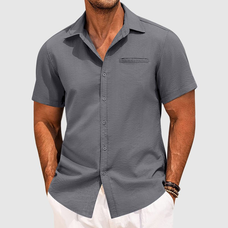 Men's Button-Down Summer Shirt | Chest Pocket Back