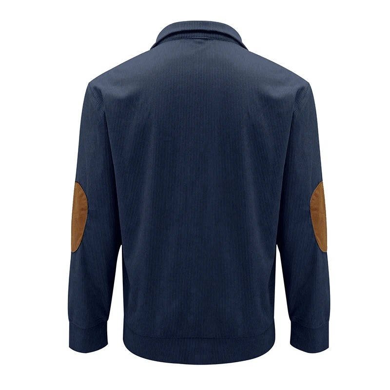 Men's Button Neck Pullover Sweater | Elbow Patches Classic Knit Angle