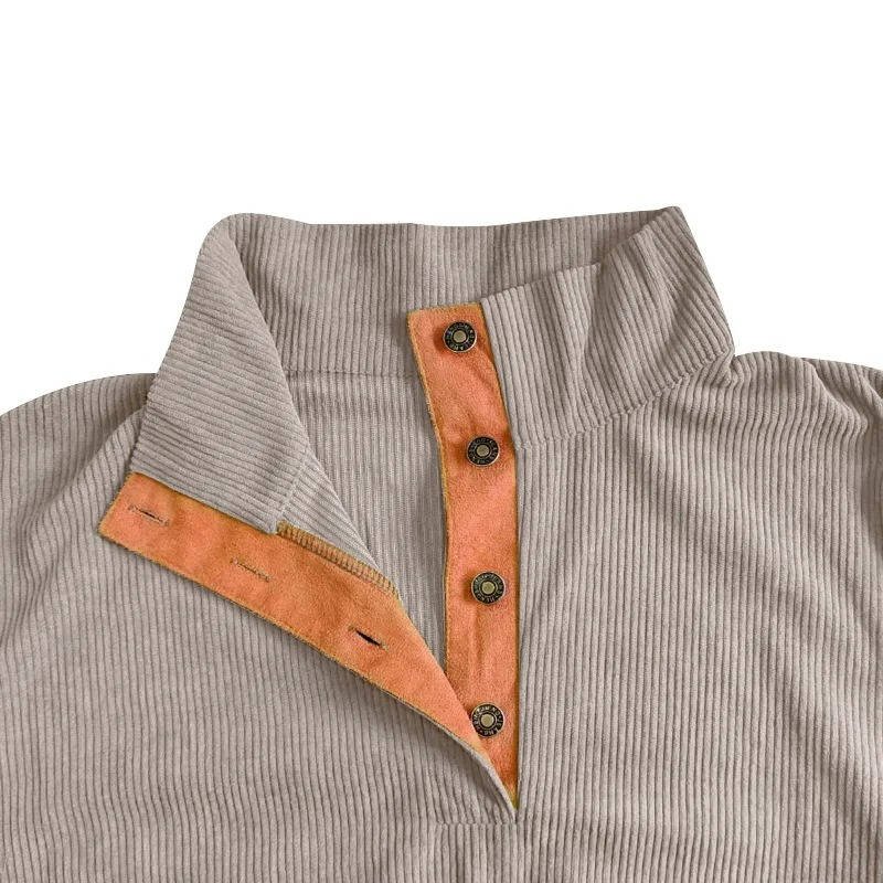 Men's Button Neck Pullover Sweater | Elbow Patches Classic Knit Detail