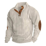 Men's Button Neck Pullover Sweater | Elbow Patches Classic Knit
