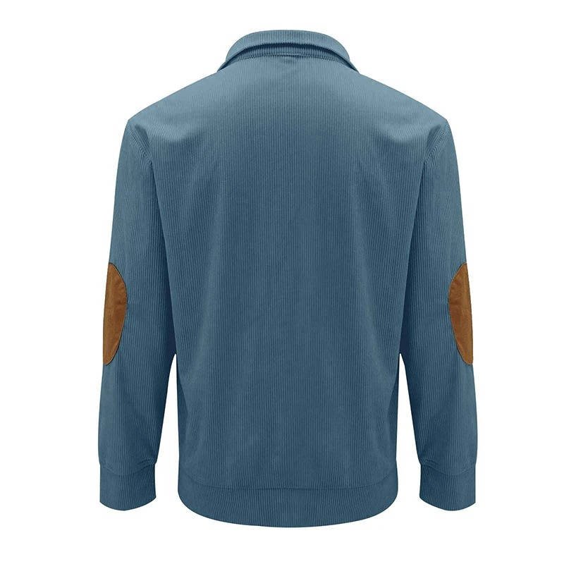 Men's Button Neck Pullover Sweater | Elbow Patches Classic Knit View 19