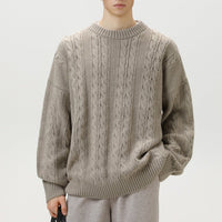 Men's Cable Knit Sweater | Vertical Braid Relaxed Fit Alternate