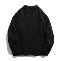 Men's Cable Knit Sweater | Vertical Braid Relaxed Fit Back