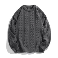 Men's Cable Knit Sweater | Vertical Braid Relaxed Fit Side