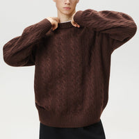 Men's Cable Knit Sweater | Vertical Braid Relaxed Fit View 12