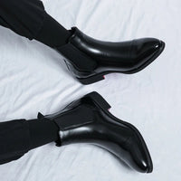 Men's Cap Toe Faux Leather Chelsea Boots | Slip-On Full
