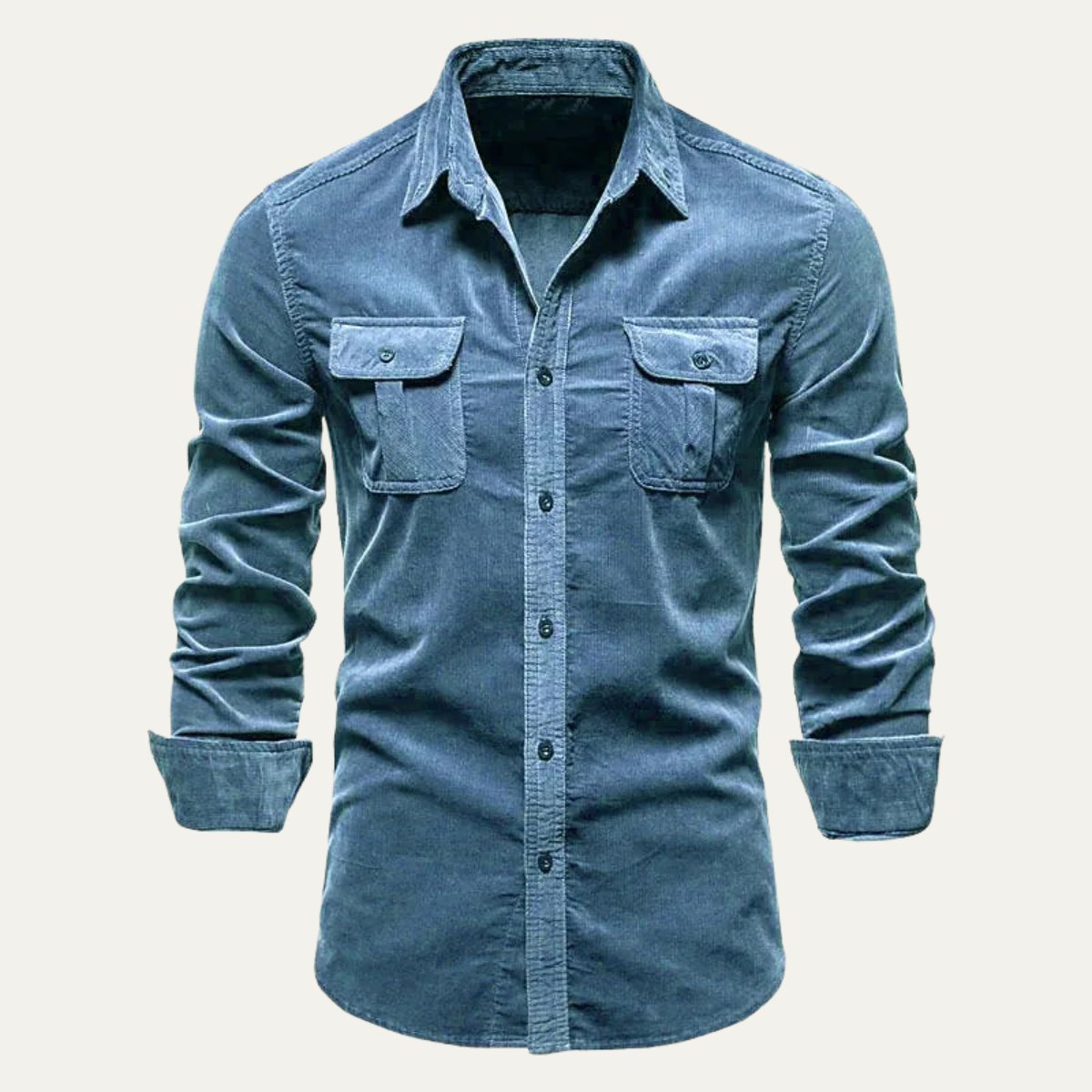 Men's Casual Button Down Corduroy Shirt | Dual Chest Pocket Back