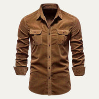 Men's Casual Button Down Corduroy Shirt | Dual Chest Pocket Hero