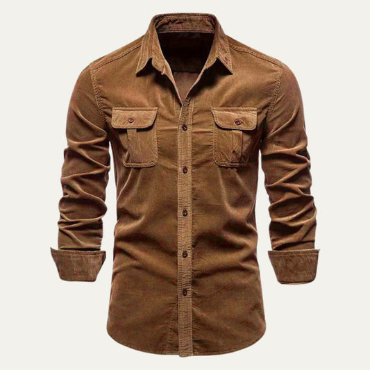 Men's Casual Button Down Corduroy Shirt | Dual Chest Pocket Hero